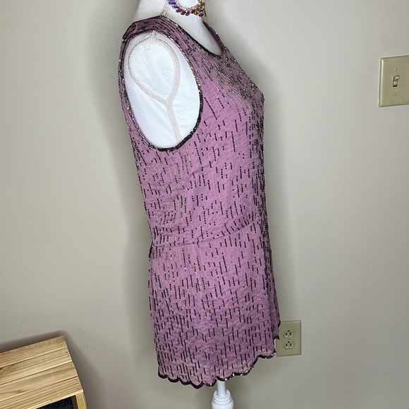 Free People Purple Romper with beading  Size M - Picture 5 of 14